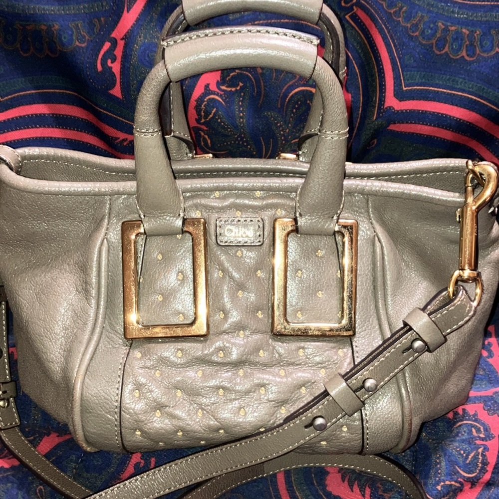 Chloe Taupe Brown Shoulder Bag with Gold Accents - Picture 2 of 14